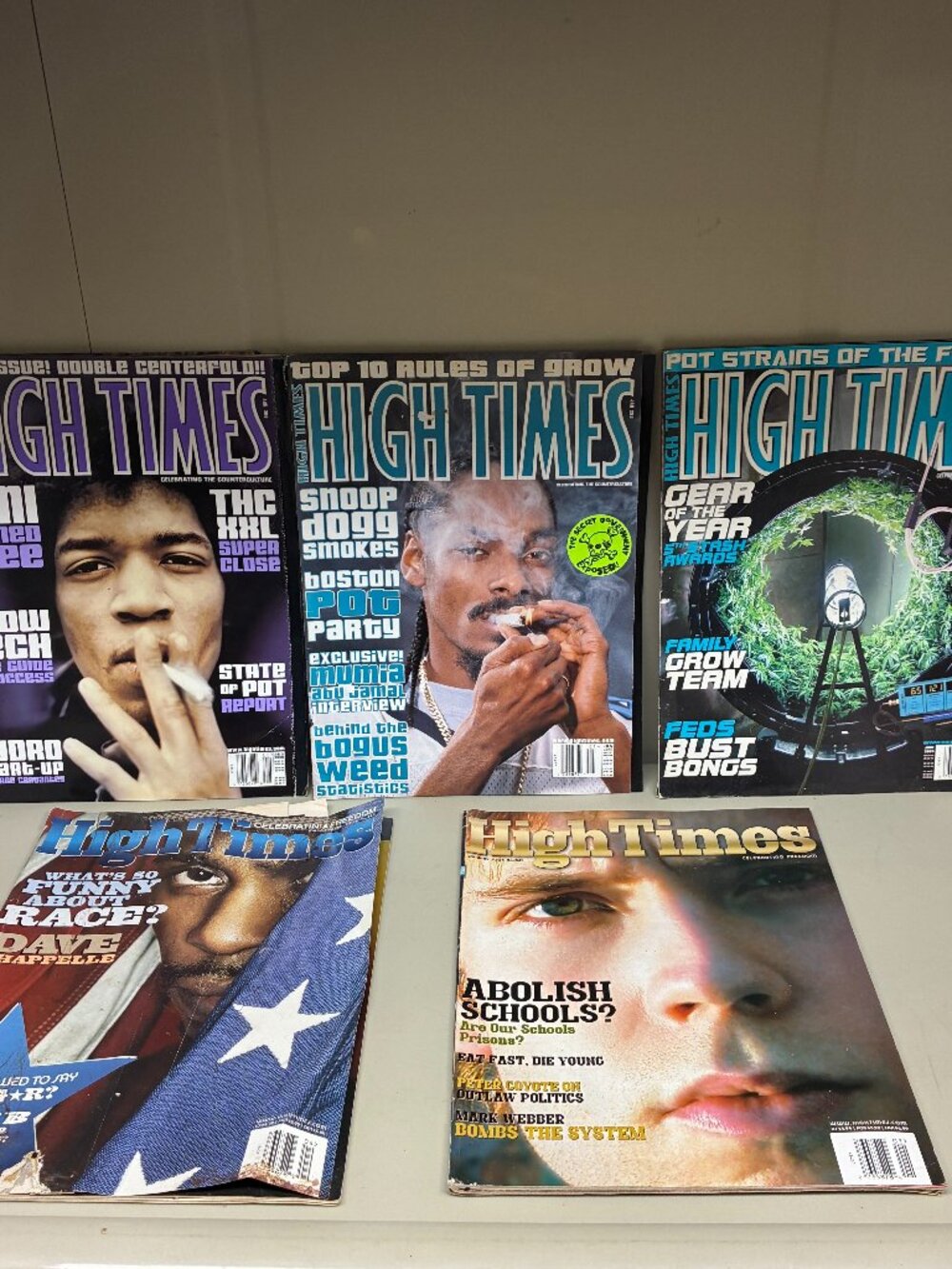 Lot of 5 Vintage High Times Magazines 2000's Jimi Hendrix Chappelle Snoop Dog